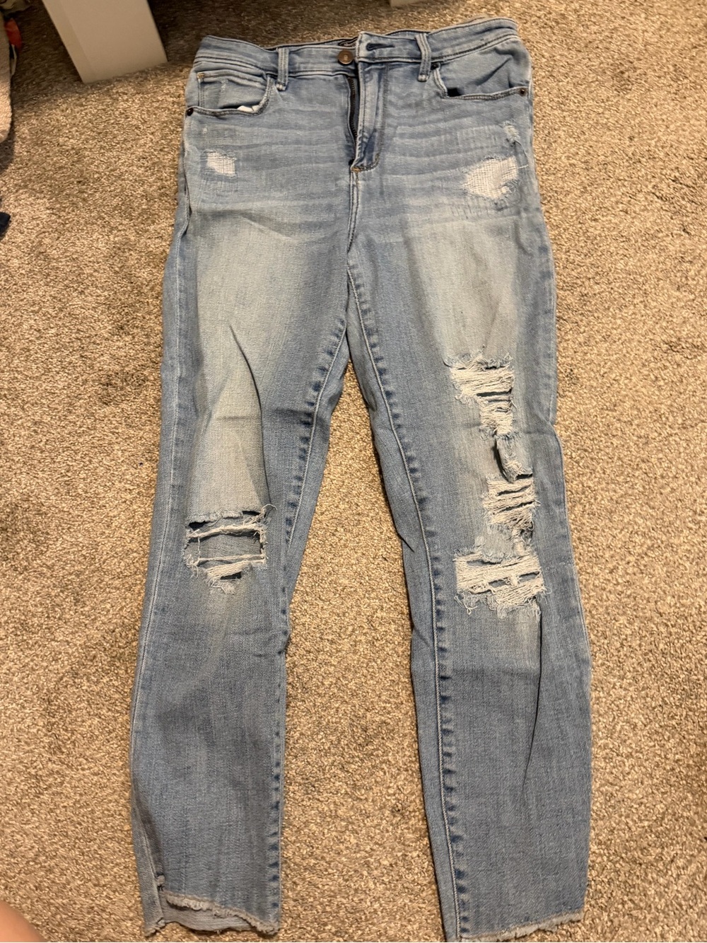 Abercrombie & Fitch Light Blue Distressed Skinny Jeans